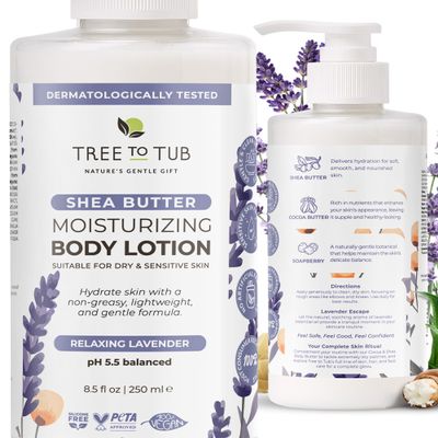 Tree To Tub Lavender Shea Butter Body Lotion for Dry, Sensitive Skin