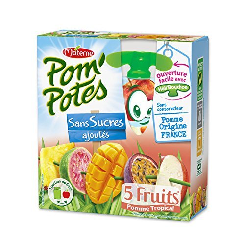 Pom'potes SSA 5 Tropical Fruits (Apple, Mango, Pineapple, Guava, Passion Fruit), 4 × 90 g