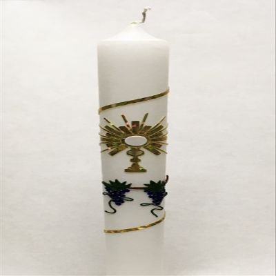 Baptism/Communion Candle K-4 Gold with Drip Guard and Inscription KW-JO-K04