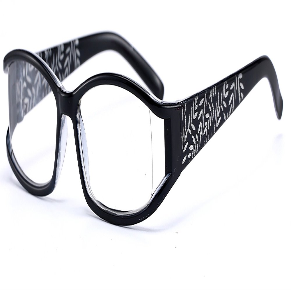 4sold™ Slim Reading Glasses Leaves Retro Black, Brown Dark Brown +1.5, +2.00, +2.5, +3.0, +3.5, or +4.00 (Black, 0.00)