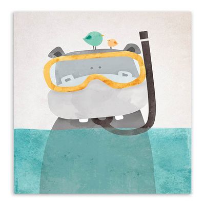 Nordic Cute Animal Poster: Polar Bear, Hippo and Penguin Canvas Wall Art, Unframed PTWC002-M