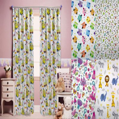 Custom Blackout Curtain for Kids’ Room, School Bus Design, 145" H x 145" W