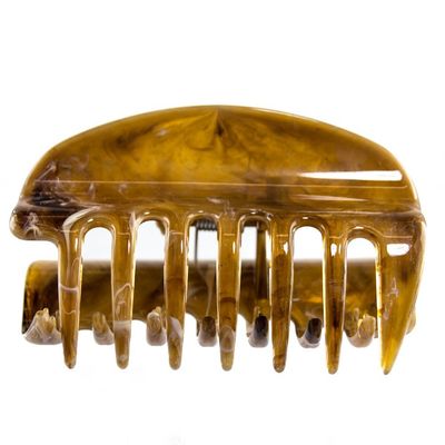 Large Hair Claw with Closed Sides, 10 cm, Horn Marble