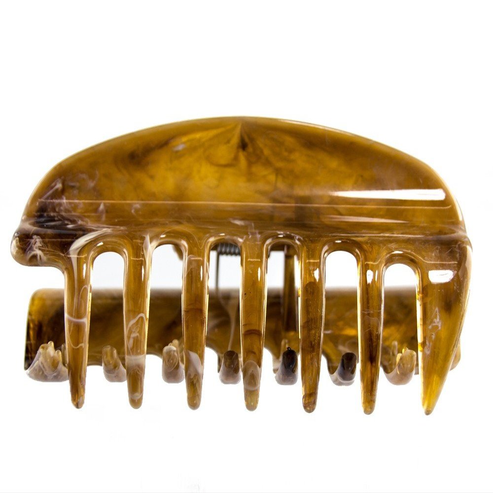 Large Hair Claw with Closed Sides, 10 cm, Horn Marble
