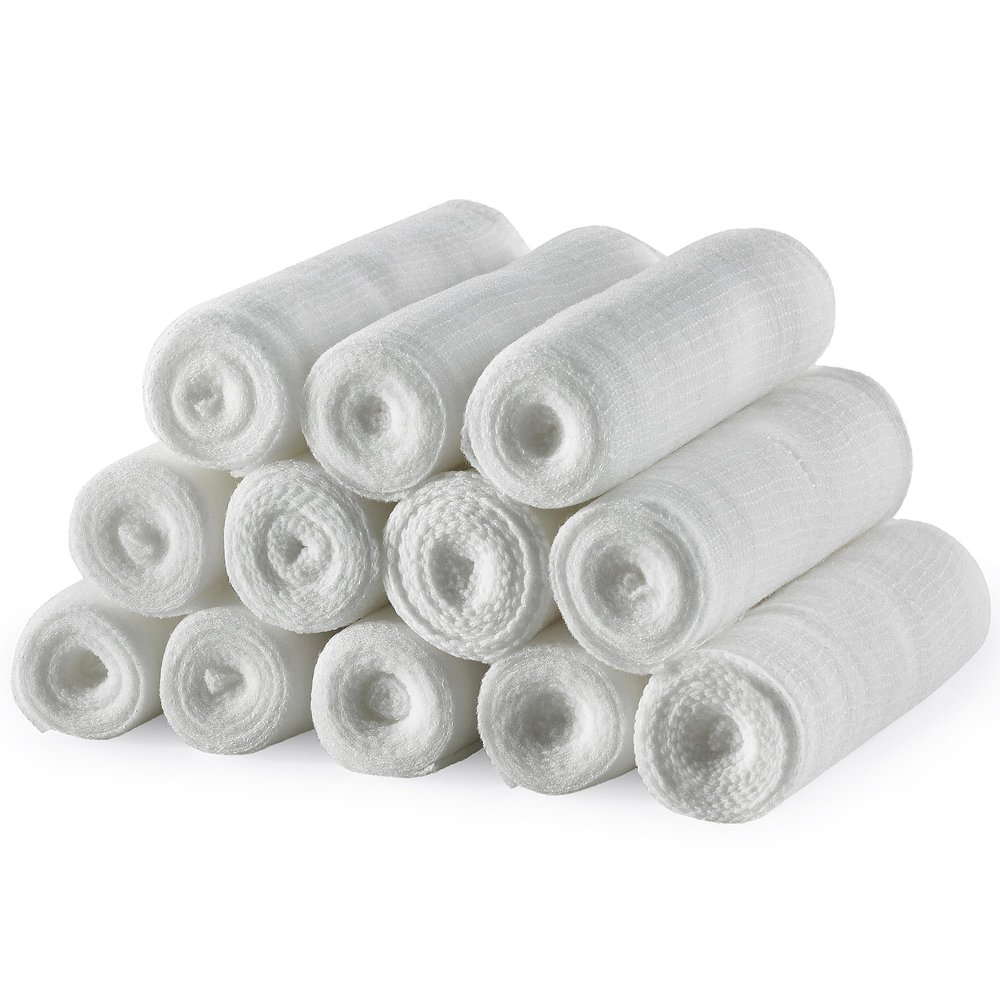 MEDca Medical Stretch Gauze Bandage Roll for Wound Care, 12-Pack, 10 cm x 3.7 m
