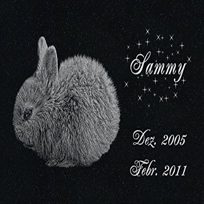 LaserArt24 Granite Pet Memorial Stone with Laser Engraving, Rabbit-ag02 Motif, Photo, Text and Dates