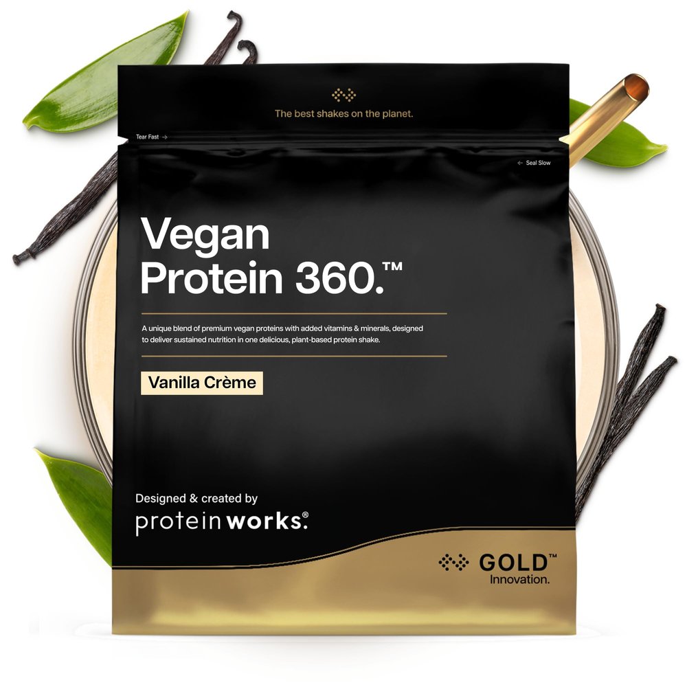 Protein Works | Vegan Protein 360 GOLD Innovation, Vanilla Cream, 16 Servings, 100% Plant-Based, Premium Multi-Protein Mix, Low Fat & Low Calorie Shake, 500g