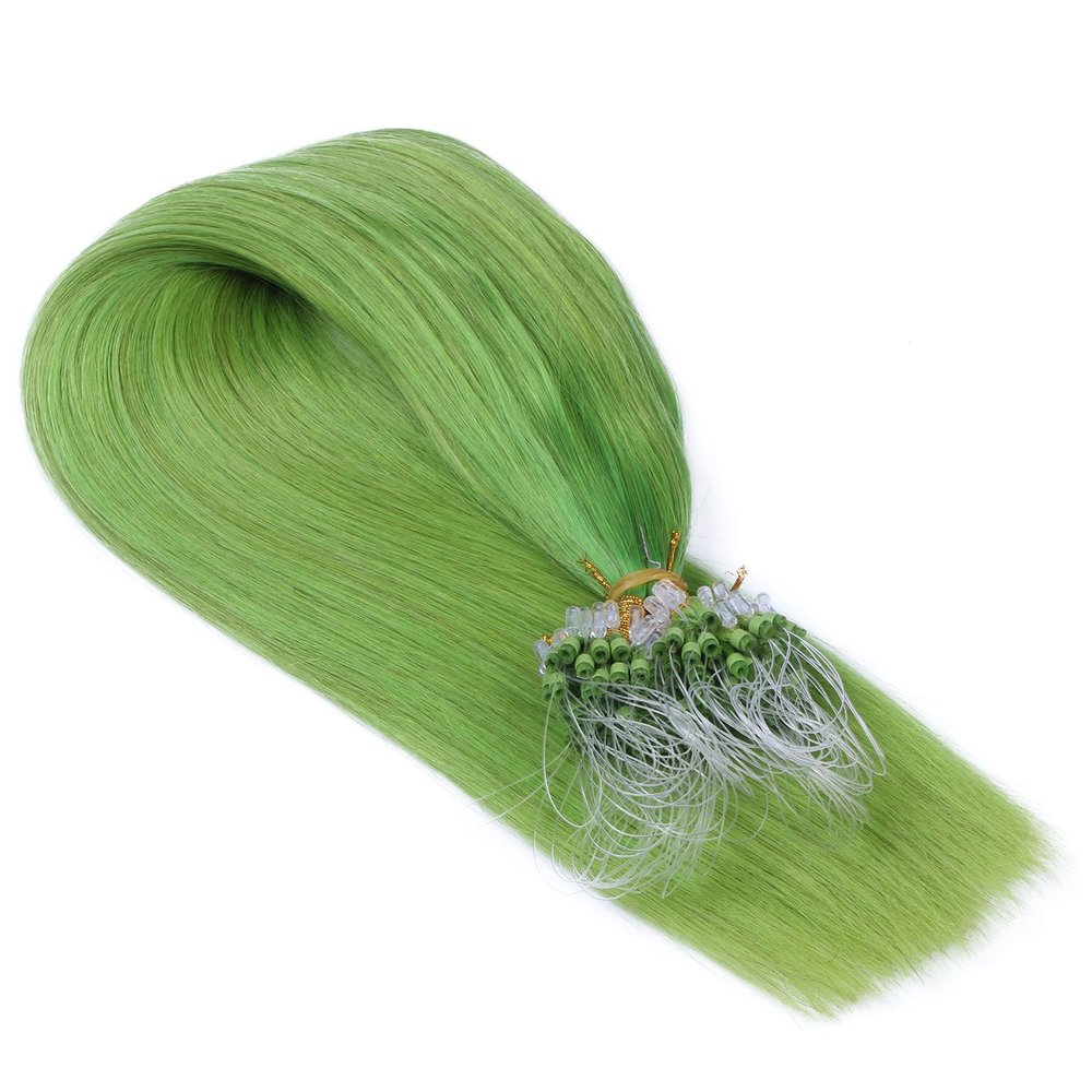 Micro-Ring/Loop Hair Extensions (#GRN, 60 cm, 150 Strands, 0.5 g) 100% Remy Human Hair