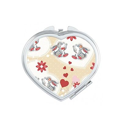 DIYthinker Valentine's Day Gray Rabbit Heart Compact Makeup Mirror