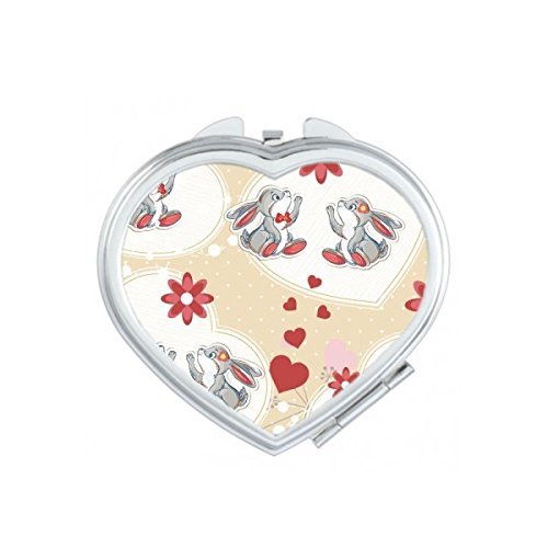 DIYthinker Valentine's Day Gray Rabbit Heart Compact Makeup Mirror