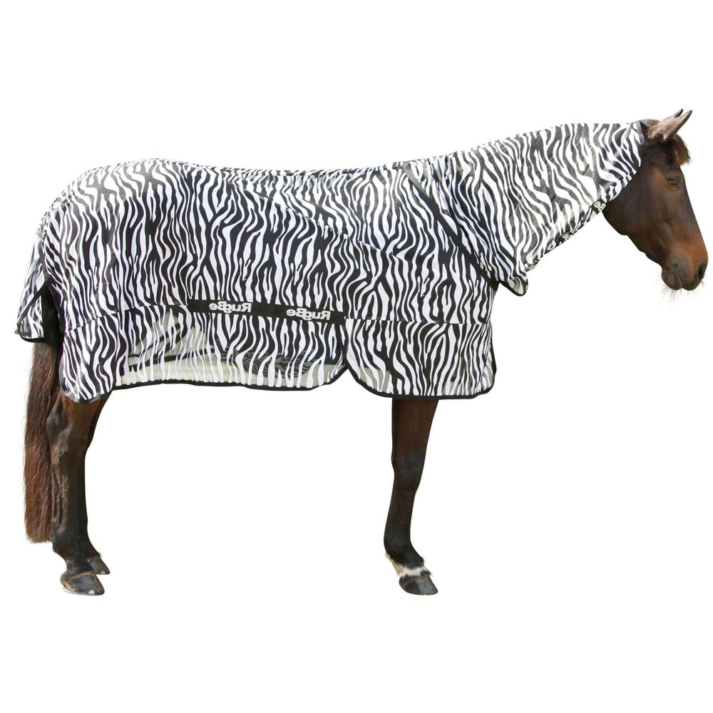 KERBL RugBe Zebra Fly and Eczema Horse Blanket with Neck Cover, 145 cm