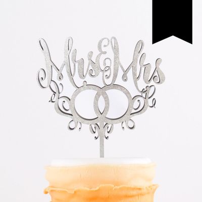 KLEINLAUT 3D “Mrs. & Mrs.” Cake Topper with Rings, 25 x 28.8 cm, Black