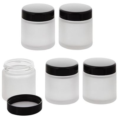 Frosted Glass Jars 100 ml with Lids, Empty Cosmetic Cream Jars, Set of 5