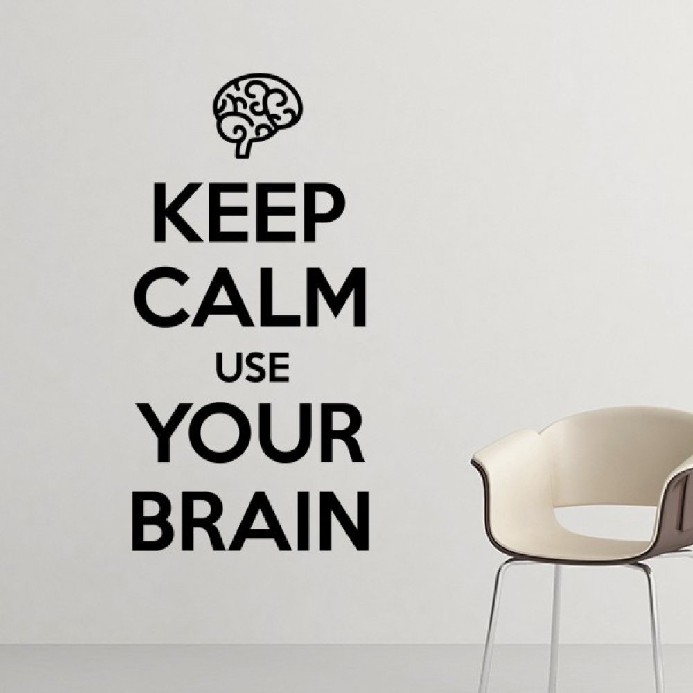 Keep Calm and Use Your Brain Wall Decal, Black and Red, 40 cm