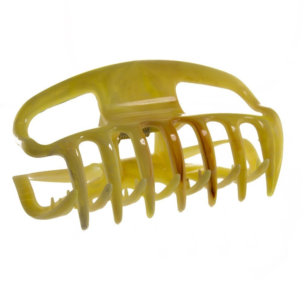 1 Pc Large Hair Claw with Open Sides, 10 cm, Yellow Beige
