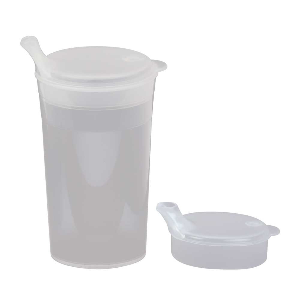 WILLY BEHREND Drinking Cup Set, 2 Transparent Cups with Long or Short Mouthpieces, 250 ml