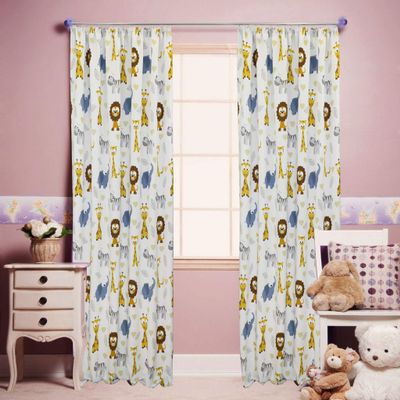 Custom-Made Children's Blackout Curtain, Animal World Design, 70–330 cm High (150 cm)