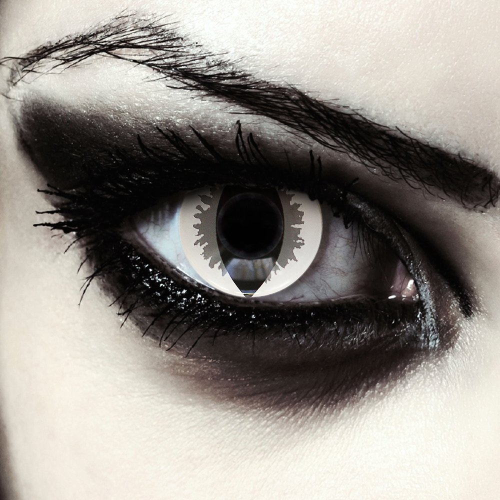 DESIGNLENSES Grey Dragon Gray-White Cat-Eye Halloween Costume Contact Lenses, 1 Pair (2 Lenses)