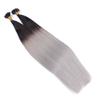 Keratin Bonding #1B/Silver Ombre, 50 cm, 250 Strands, 100% Remy Human Hair U-Tip Extensions view 2