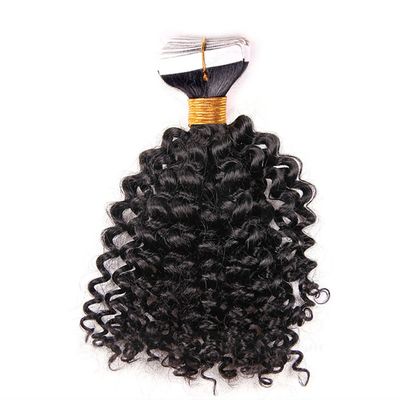 Remeehi Kinky Curly Tape-In Hair Extensions, Brazilian Human Hair, Skin-Weft Tape, 20 Pieces, 2.5 g Each, 24 in, 60# Platinum Blonde