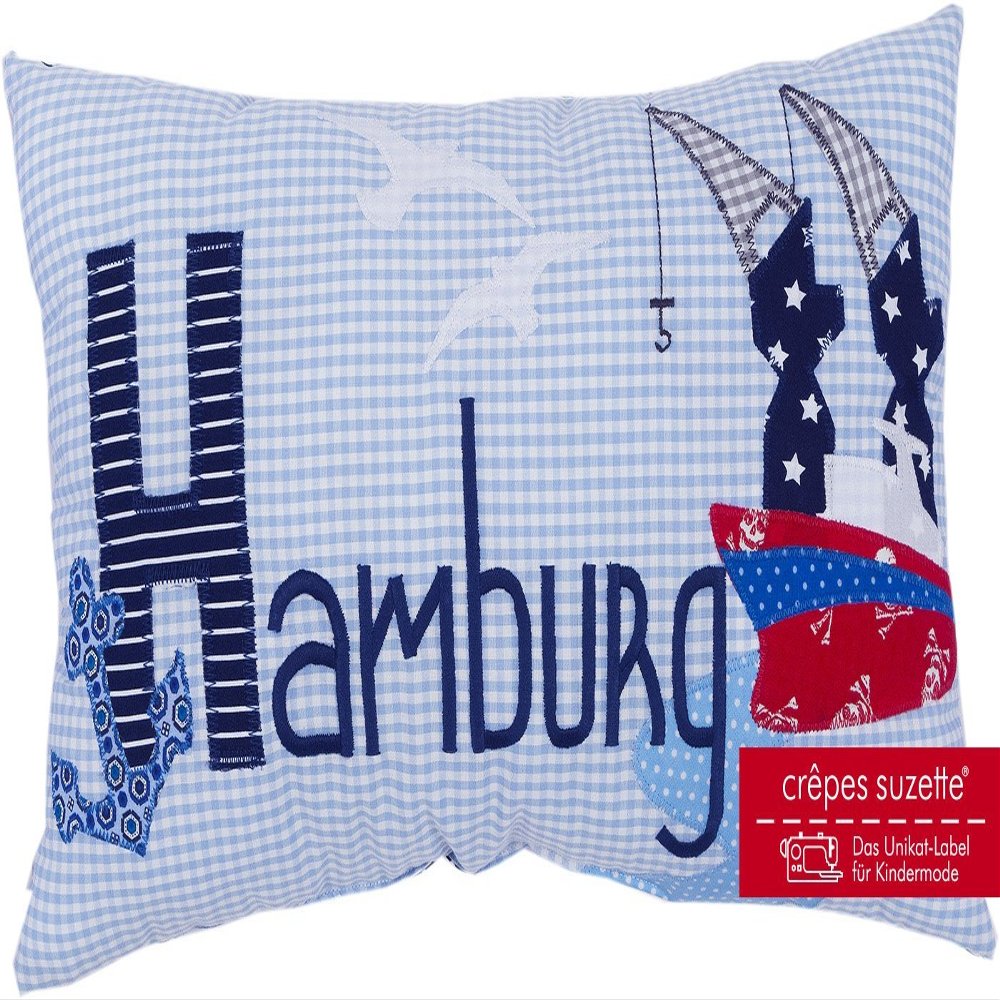 crepes suzette Pillow, Hamburg City Cushion, Hamburg Gift. Also Available with First Names