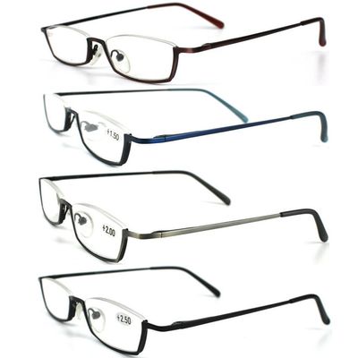 MELARIO Lightweight Thin Half-Frame Reading Glasses (1–4-Piece Set) (4 Pieces, +3.0, 4 Colors)