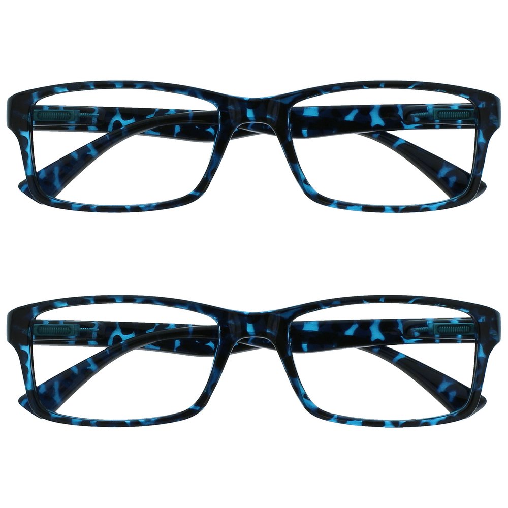 OPULIZE The Reading Glasses Company Blue Tortoiseshell Readers Value 2-Pack, Designer Style, Men and Women, RR92-3 +1.50