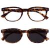 OPULIZE ORA Reading Glasses for Women and Men with Reading Sunglasses, UV400 Protection, Spring Hinges, Round Frames, 2-Pack, Brown Tortoiseshell, +1.00 view 1