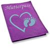 German Maternity Record Cover, Blue Heart with Feet, Handmade (Purple) view 1