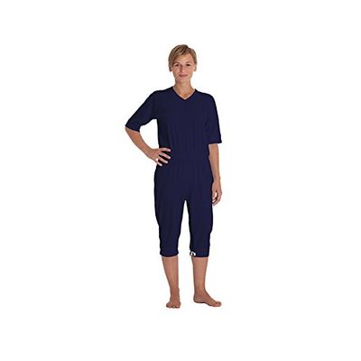 Suprima 4704 Short Care Romper, Leg and Back Zippers, Navy