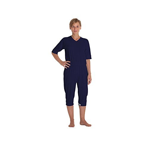 Suprima 4704 Short Care Romper, Leg and Back Zippers, Navy