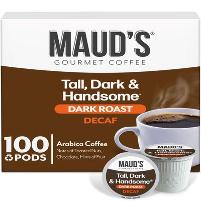 Maud's Decaf Tall Dark & Handsome Dark Roast Coffee, 100 ct
