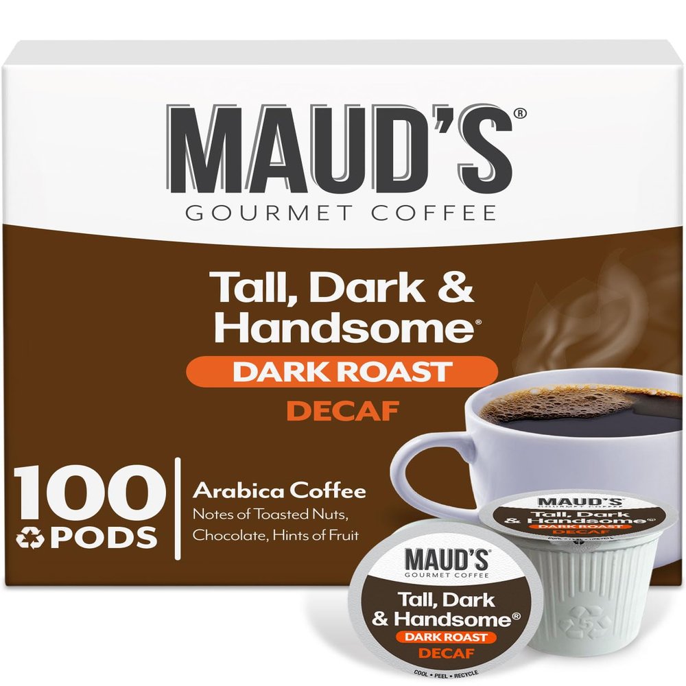 Maud's Decaf Tall Dark & Handsome Dark Roast Coffee, 100 ct