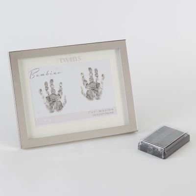 Bambino Silver-Plated Twins Handprint and Footprint Set with Ink Pad