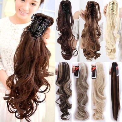 S-noilite Voluminous Wavy Clip-On Ponytail Hair Extension, Approx. 45 cm, Light Brown