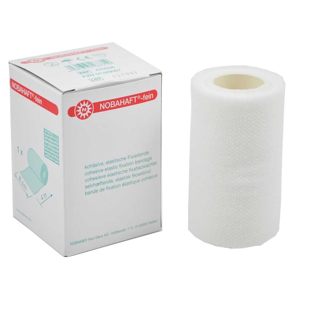 1 Roll Nobahaft-fein White Cohesive Fixation Bandage Underwrap, 8 cm x 20 m