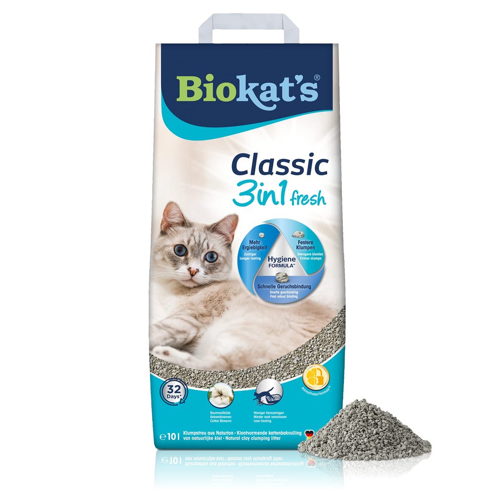 Biokat's Classic Fresh 3in1 Cat Litter with Cotton Blossom Scent - 10L