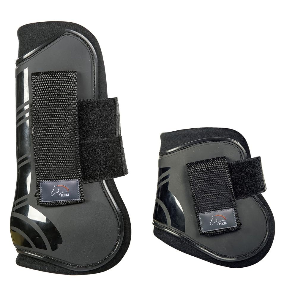 HKM 91995691.0621 Spring Boots and Fetlock Protectors, 4-Piece Set, Genua, Grass Green/Black