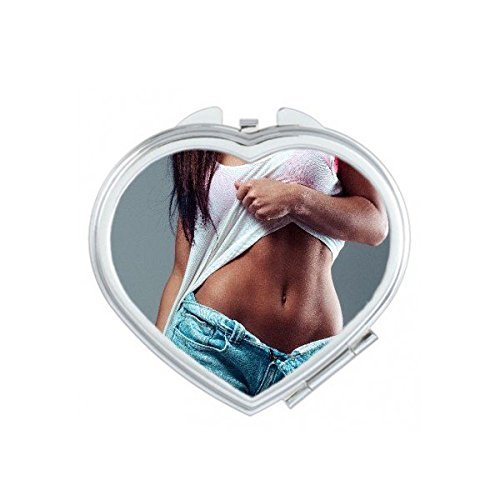 DIYthinker Mesh D-Cup Bare Chest Denim Shorts Sexy Gal Lady Heart Compact Makeup Pocket Mirror