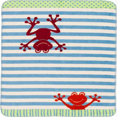 Unbekannt Richter Textilien Organic Cotton Baby Blanket, Red/Blue, 75 x 100 cm