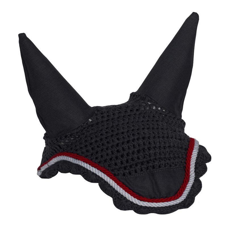 Rhinegold Red Fly Veil/Noise Muffler - XFull - Denim/Red, Draft/Warmblood Extra Large