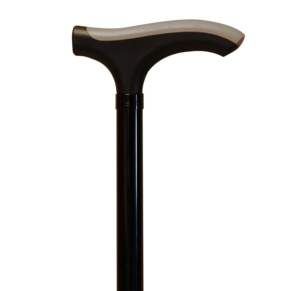 Spring-Loaded Cane, Aluminum, Adjustable, Foldable, Gray