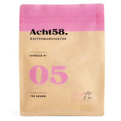 Espresso No. 5 Pure Specialty Arabica Blend Coffee Beans from Guatemala, Ethiopia & Brazil – 750 g