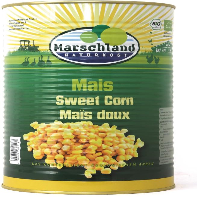 Organic Canned Sweet Corn MARSCHLAND, 6 × 4,000 g