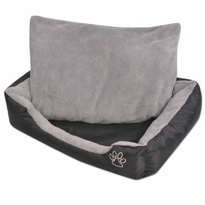 vidaXL Large Dog Bed with Cushion, Black