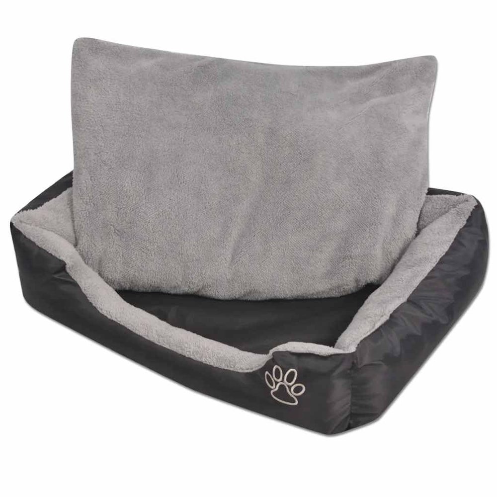 vidaXL Large Dog Bed with Cushion, Black