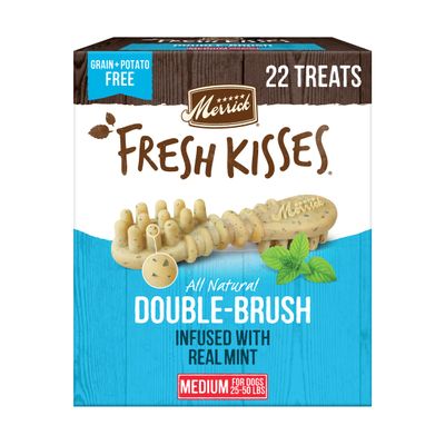 Merrick Fresh Kisses Dental Chews for Medium Dogs, Grain-Free with Real Mint (4) 22-Count Boxes