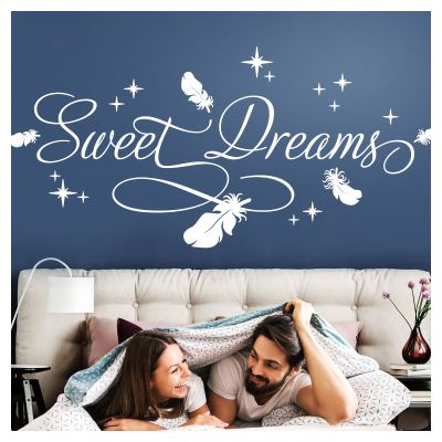 Wandora “Sweet Dreams” Wall Decal, Turquoise, 205 x 93 cm (W x H), Stars and Feathers, Bedroom or Nursery Wall Sticker, W1483