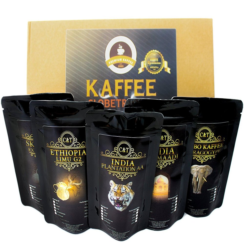 Globetrotter Coffee – Rare Coffees Gift Box, Medium Ground, 5 × 100 g