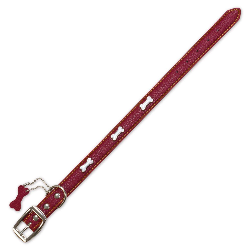 Arquivet Dog Collar, Leather, Red Bones, 1.5 x 35 cm
